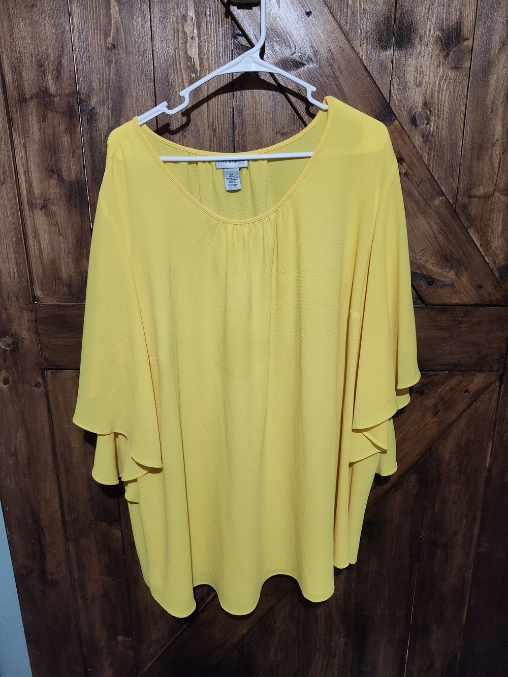 Catherines Yellow Flutter Sleeve Tunic Top
